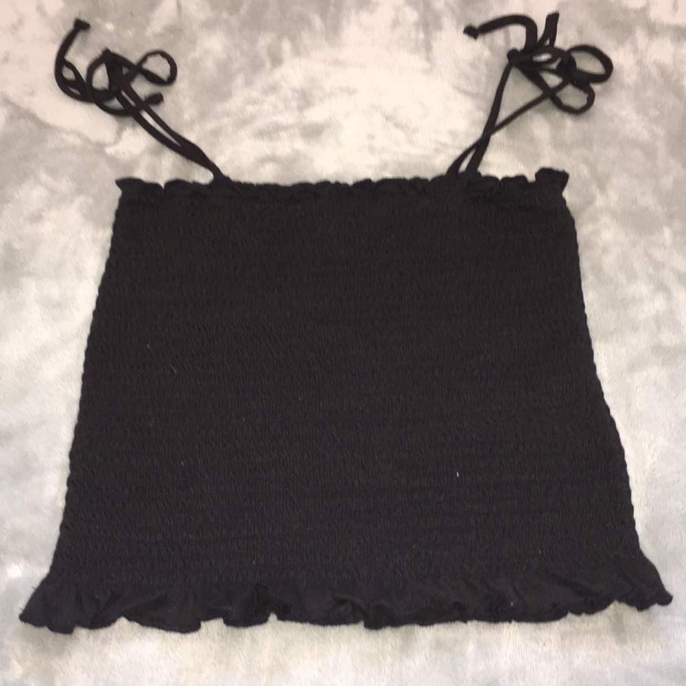 Black tube top with string straps